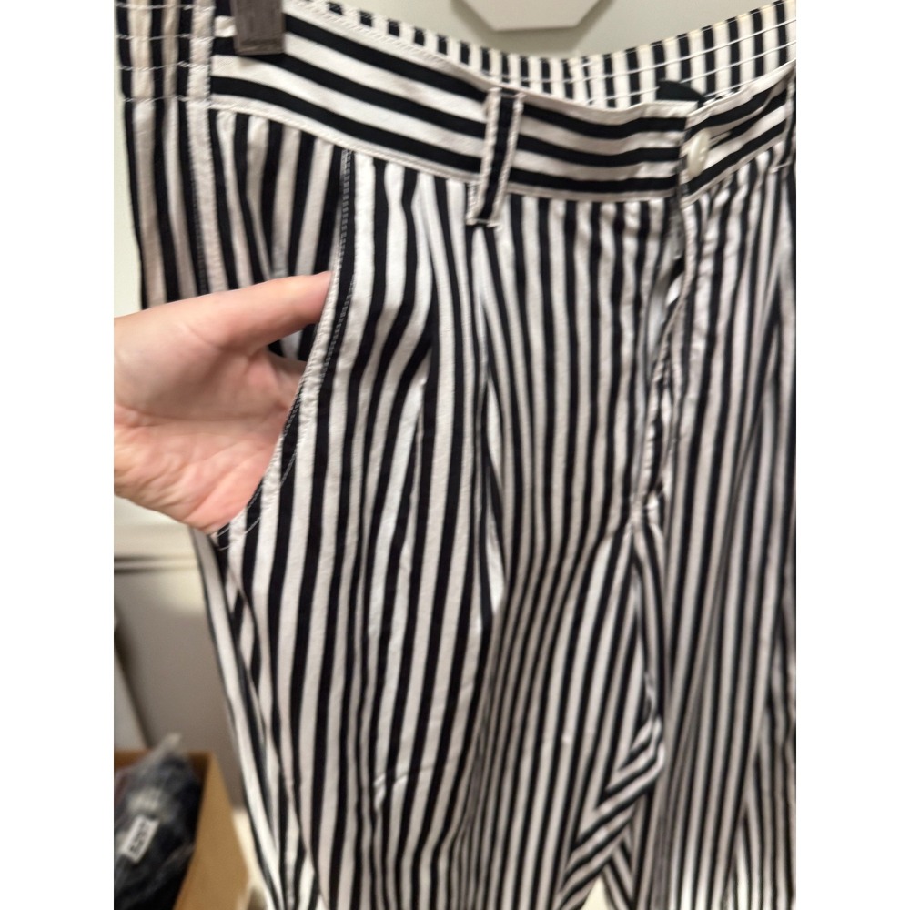 Lizwear Pants Women 10 Black Striped Rayon Tapered High Rise Pleated Vintage 90s - Picture 6 of 8